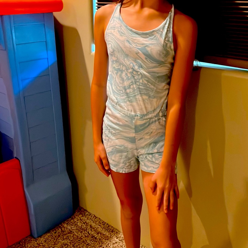 Old navy blue and white tie die romper size eight